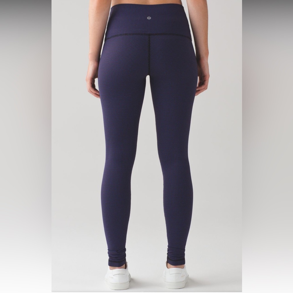 Lululemon Wunder Under Pant (Hi-Rise).   Teeny Check Black Cerulean Blue
